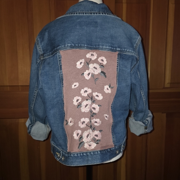 Eddie Bauer Jackets & Blazers - Upcycled One Of A Kind Embroidered Denim Jacket Size S Eddie Bauer Denim